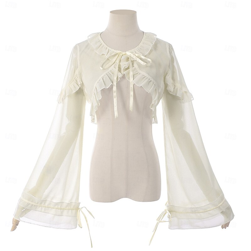 Retro Vintage Rococo Renaissance Blouse / Shirt Princess Vampire Lace Bow Solid Color Fancy Dress Women's Pirate Royal Steampunk Masquerade Casual Daily Adults' Blouse