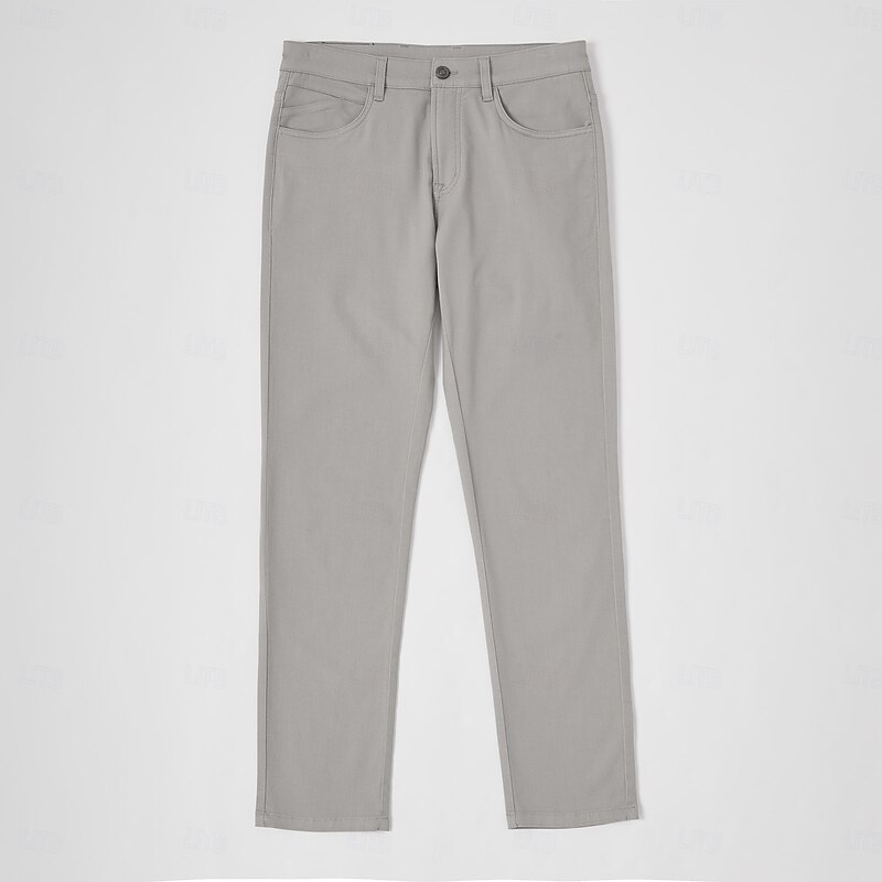 Men's Cotton Silk Chinos Multi Pocket Solid Color Breathable Wearable Full Length Wedding Outdoor Party Vacation Vintage Light Khaki Light Grey Micro-elasticMicro-elastic3