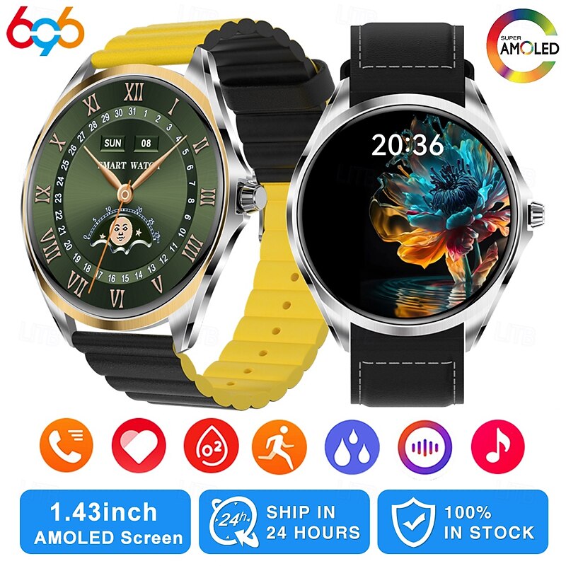696 TN88 Smart Watch 1.43 inch Smart Band Fitness Bracelet Bluetooth Pedometer Call Reminder Sleep Tracker Compatible with Android iOS Women Men Hands-Free Calls Message Reminder IP 67 43mm Watch Case4