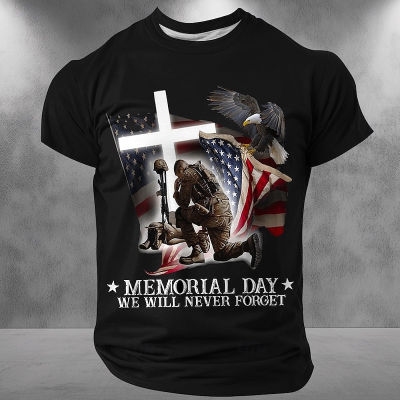 Patriotic T Shirts For Men Let's Go Taco T Shirt Short Sleeve T shirt 3D Print Crew Neck Round Neck Shirt Fashion Daily Basic Street Casual Daily Black Blue Green Summer Spring All Seasons