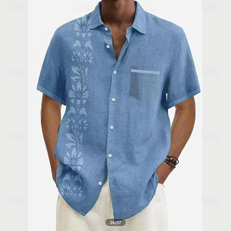 Men's Floral Summer Hawaiian Shirt Button Up Shirt Long Sleeve Fashion Designer Casual Outdoor Daily Holiday Fall & Winter Turndown Print Button-Down Black+Black Yellow Green Gray+Blue Blue+Blue4