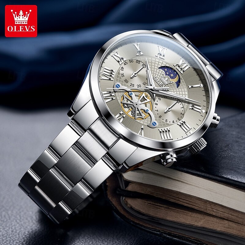 OLEVS 3640 Mens Watch Simple Original Brand Multifunctional Chronograph Moon Phase Quartz Watch Waterproof Watch3