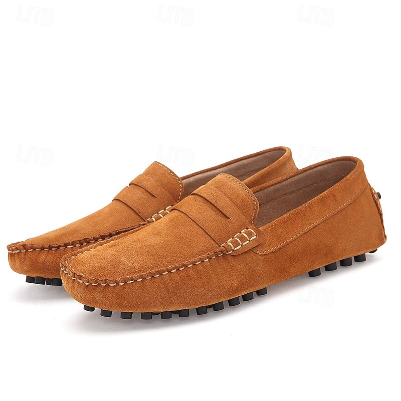 Men's Brown Suede Penny Loafers – Casual Slip-On Driving Shoes with Anti-Slip Sole4
