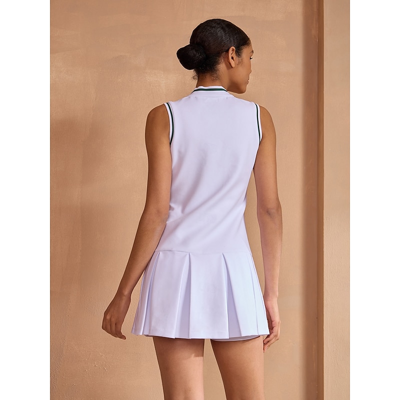 Women's Tennis Dress White Sleeveless Dress Ladies Golf Attire Clothes Outfits Wear Apparel2