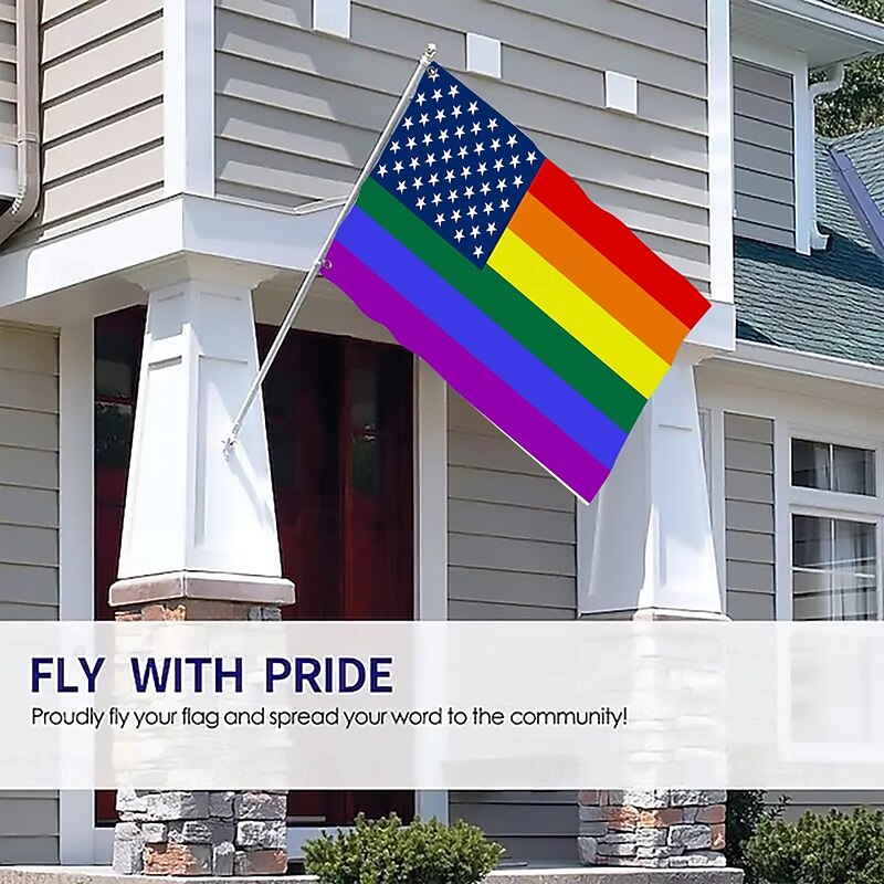 June Pride Month LGBTQ LGBT Pride Flag Rainbow Happy Pride Outdoor Decoration Indoor with Grommets House Yard Garden Decorations Holiday Banner Sign4