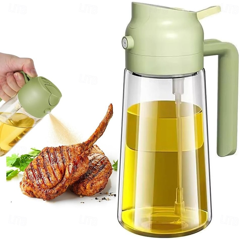 2-in-1 Oil Dispenser, Glass Leak-Proof Sprayer for Kitchen, Dual Function Oil Bottle for Air Fryer and Cooking