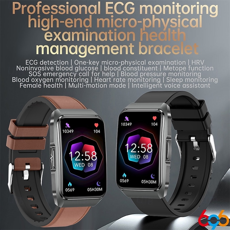 696 ET650 Smart Watch 1.57 inch Smart Band Fitness Bracelet Bluetooth ECG+PPG Pedometer Call Reminder Compatible with Android iOS Women Men Hands-Free Calls Message Reminder IPX-0 27.5mm Watch Case2