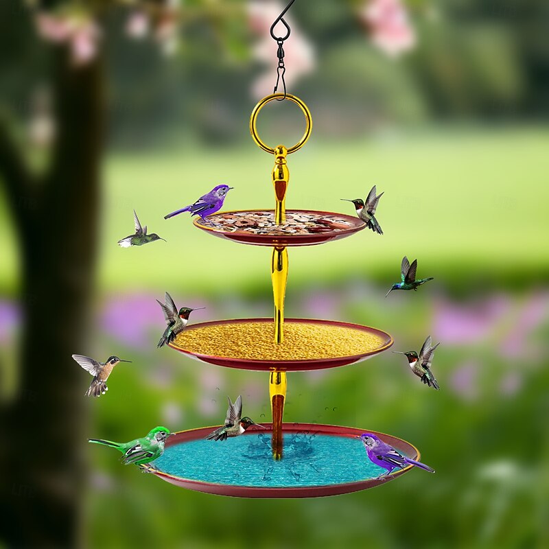 Hanging Bird Feeder Outdoor Garden Floating Fountain Hanging Bird Feeder, Bird Bath Basin for Backyard, Yard Decor, Bird Watching Attraction3