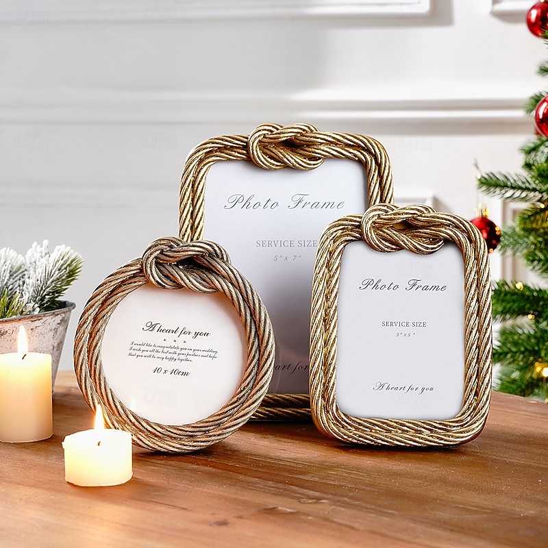 Wire Knot Decorative Photo Frame, Resin Tabletop Picture Frame, Warm Home Decor for Photo Display and Photography Props 2025 - $12.49