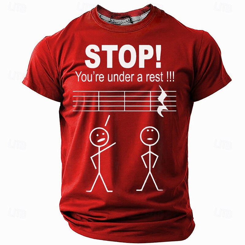 Men's Music Funny T Shirt Short Sleeve T shirt 3D Print Crew Neck Shirt Fashion Daily Street Daily Black Red Green Summer Spring Clothing Apparel S M L XL XXL XXXL2