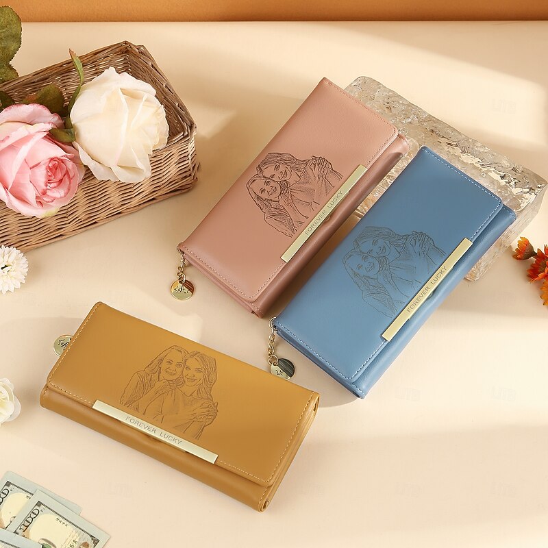 Personalized Photo Wallet Custom Best Gift for Mom - Engraved Leather Wallet for Mom, Wife, Girlfriend – Anniversary, Birthday, Wedding, Christmas, and More4