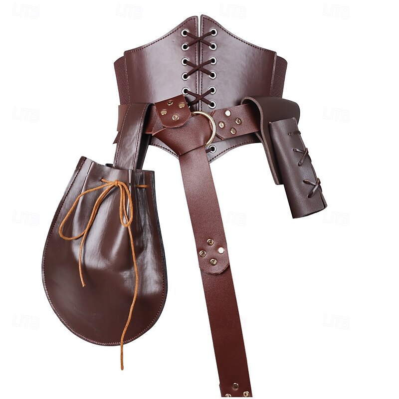 Retro Vintage Medieval Renaissance Waist Belt Belt Pouch Sword Frog Pirate Viking Elven Fancy Dress Women's Viking Pirate Fantasy Halloween Carnival Performance Party LARP Adults' Sword Frog3