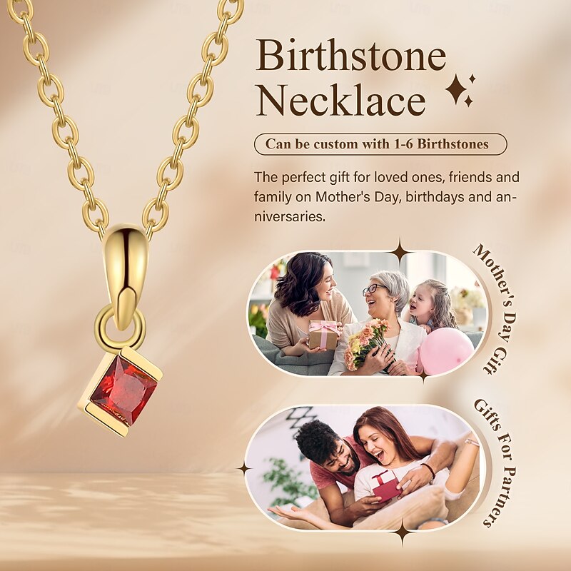 Personalized Birthstone Necklace Custom Best Gift for Mom Jewelry for Wife, Girlfriend, or Mom with Natural Gemstone Pendant3
