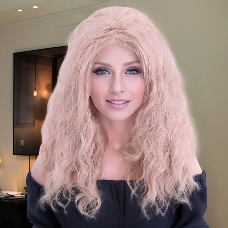 Synthetic Wig Wavy Curly Weave Layered Haircut With Bangs Machine Made Wig 24 inch A1 Synthetic Hair Women's Classic Comfortable Color Gradient Mixed Color2