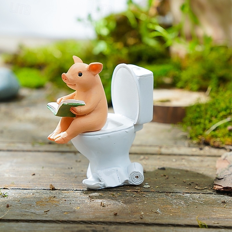 Mini Pig Animal Statue, Waterproof Resin Hand-Painted Garden Decor, Small Pig Figurine for Home, Yard, Patio, Bonsai Landscaping, Miniature Animal Ornament for Indoor and Outdoor Decoration2