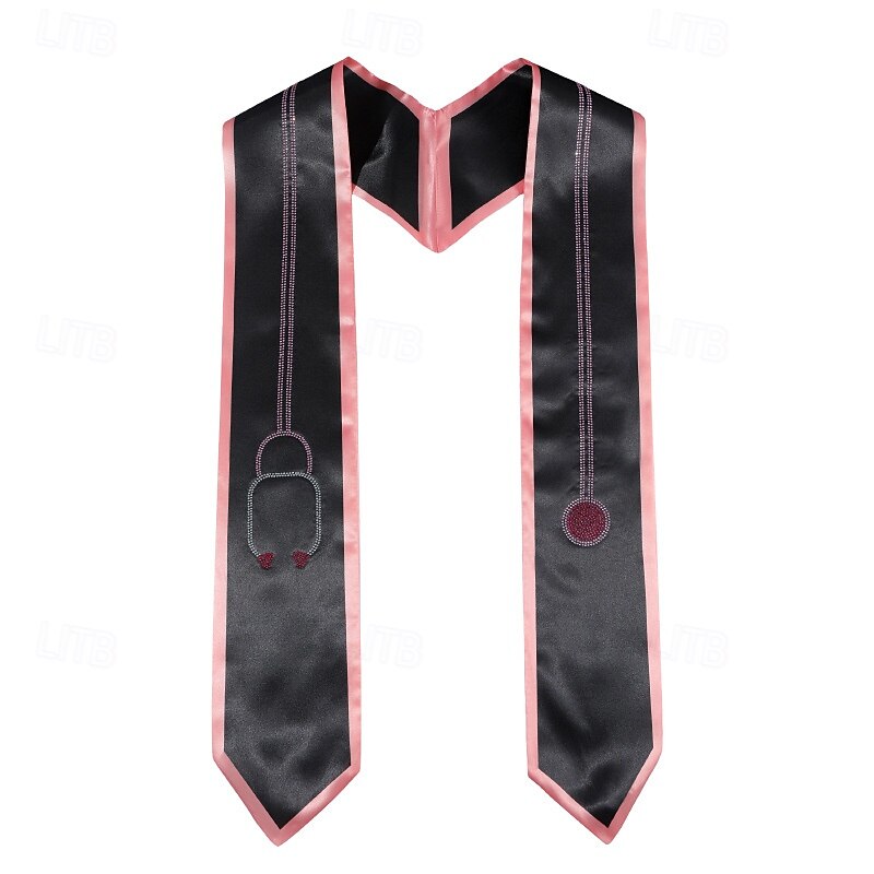 Unisex Graduation Stole, Plain Graduation Sash, Honor Stole for Students, Double Layer Satin Sash with Rhinestone, Nurse Doctor Ceremony Stole4