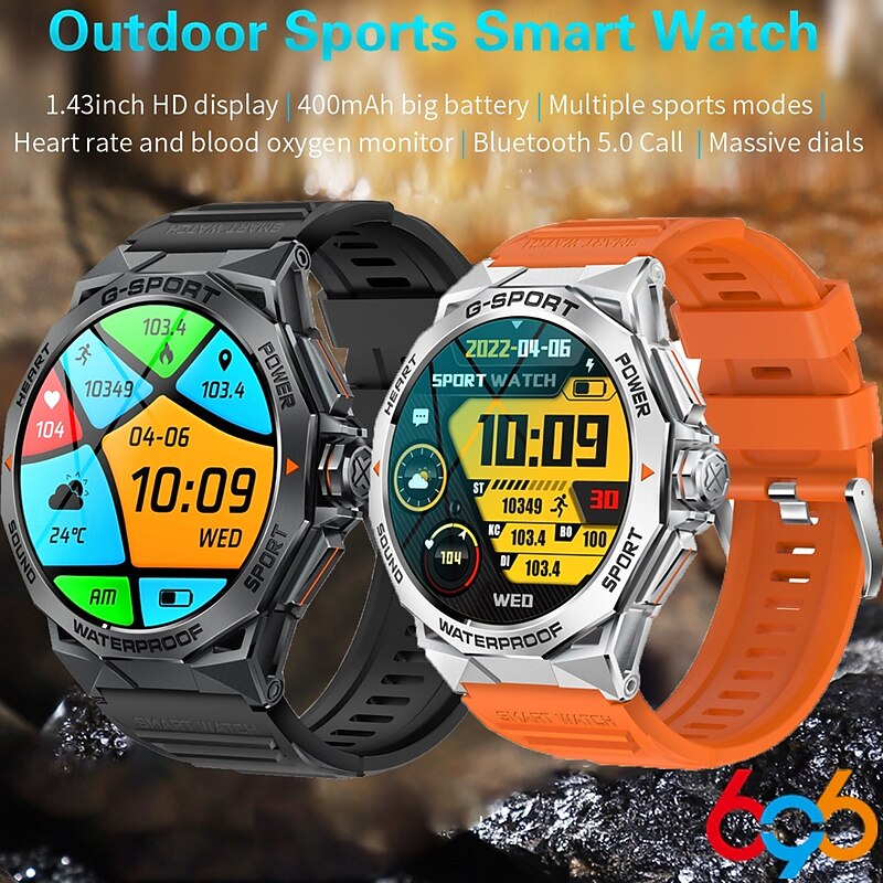 696 K62 Smart Watch 1.43 inch Smartwatch Fitness Running Watch Bluetooth ECG+PPG Pedometer Call Reminder Compatible with Android iOS Women Men Hands-Free Calls Message Reminder IP 67 46mm Watch Case