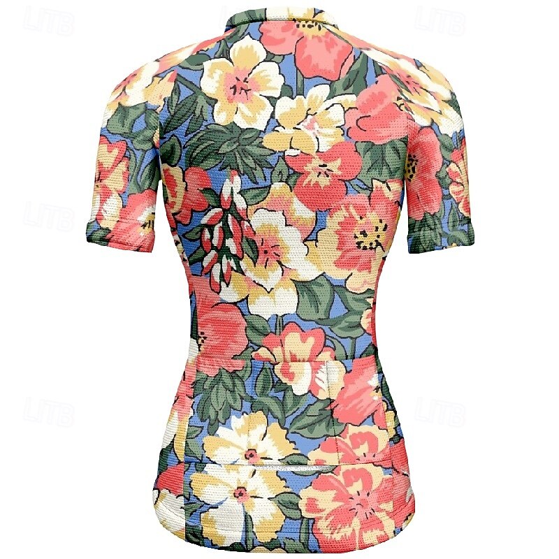 Women's Cycling Jersey Flower Short Sleeve Bike Tee Tshirt Jersey with 3 Rear Pockets Mountain Bike MTB Quick Dry Anatomic Design Wicking Breathable Sports Dark Pink Black Pink Clothing Apparel2