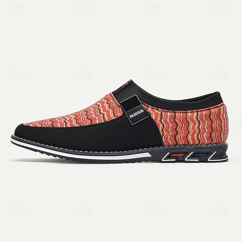 Men's Casual Slip-On Shoes, Vibrant Wavy Pattern, Lightweight Comfort, Urban Fashion Footwear4