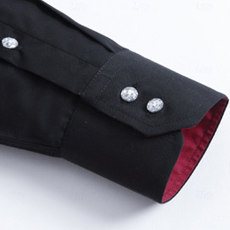 Men's Dress Shirt Non Iron Shirt Wrinkle Resistant Plain Wedding Outdoor Black Long Sleeve Point Summer Spring Clothing Apparel4