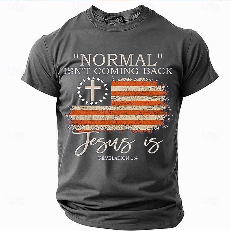 Easter Men's American US Flag Jesus T Shirt Short Sleeve T shirt 3D Print Crew Neck Shirt Designer Casual Party Holiday Black Blue Green Summer Spring Clothing Apparel S M L XL XXL XXXL3