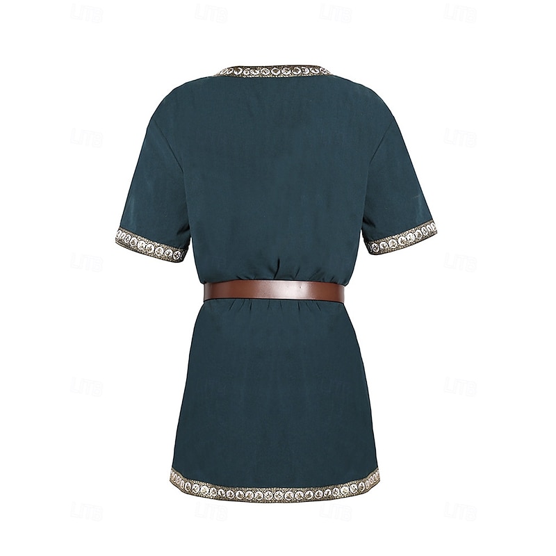 Medieval Renaissance 17th Century Shirt Tunic Ranger Elven Archery Solid Color Fancy Dress Boys' Viking Fantasy Halloween Masquerade LARP Kid's Shirt All Seasons3