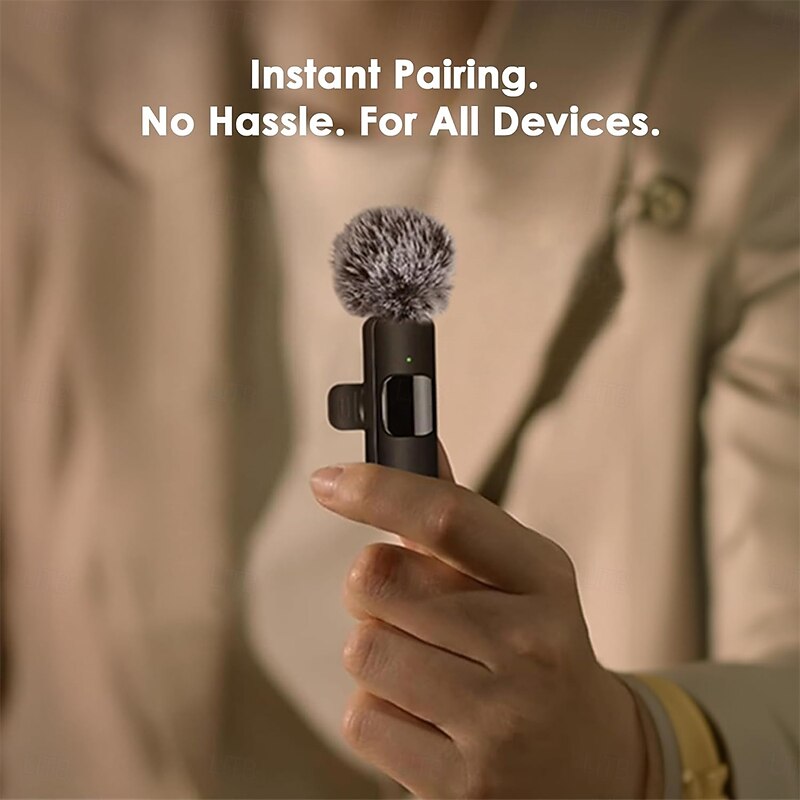 Mini Mic Wireless Microphone for iPhone, iPad, Android Lavalier Microphone for Video Recording with USB-C & Lighting4