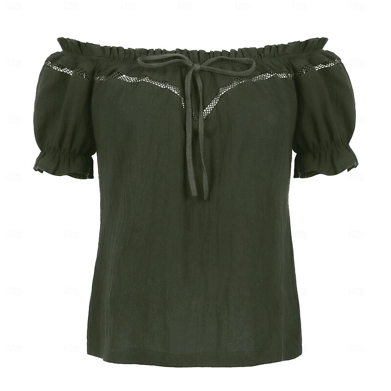 Retro Vintage Medieval Renaissance Blouse / Shirt Solid Color Fancy Dress Women's Pirate Royal Steampunk Masquerade Casual Daily Adults' Blouse4