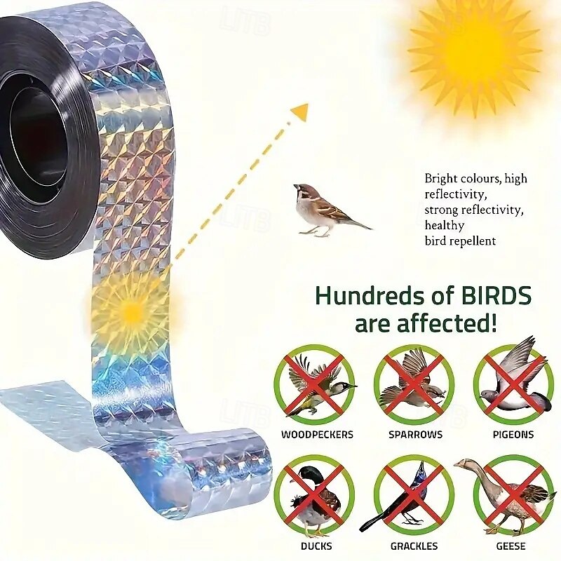 2-Pack With Double-sided Reflective Ribbon Suitable for Orchards and Vegetable Gardens Bird-proof Ribbon Outdoor Safe and Easy-to-use Bird-proof Solution