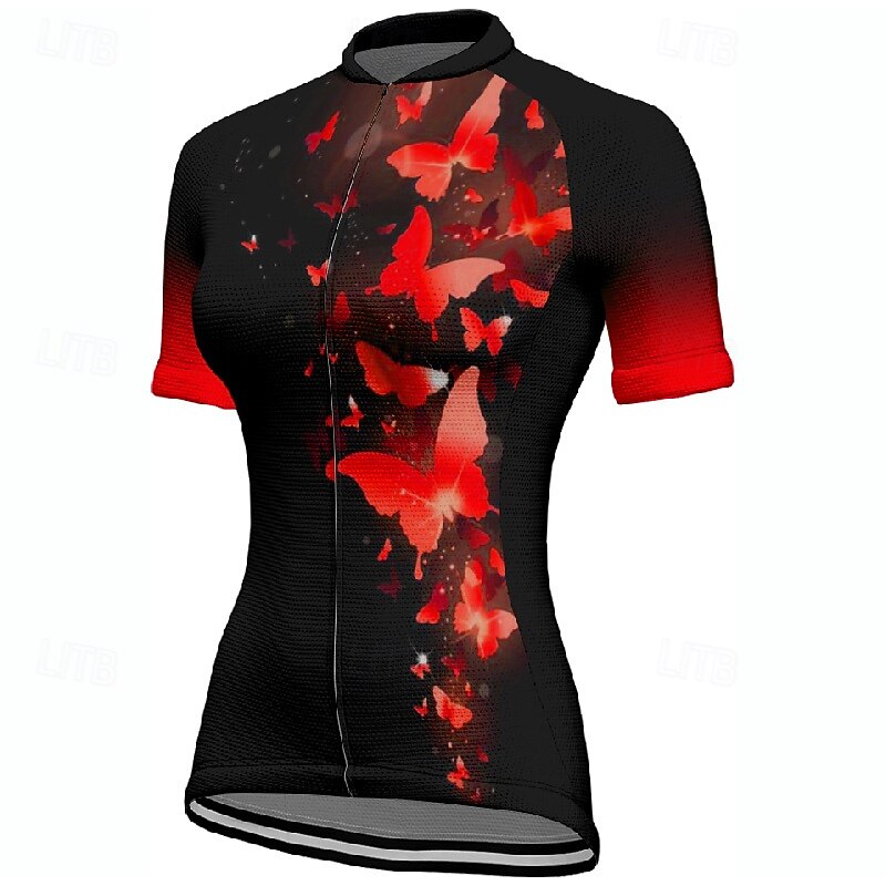 Women's Cycling Jersey Butterfly Short Sleeve Bike Tee Tshirt Jersey with 3 Rear Pockets Mountain Bike MTB Quick Dry Anatomic Design Wicking Breathable Sports Red Blue Dark Green Clothing Apparel4