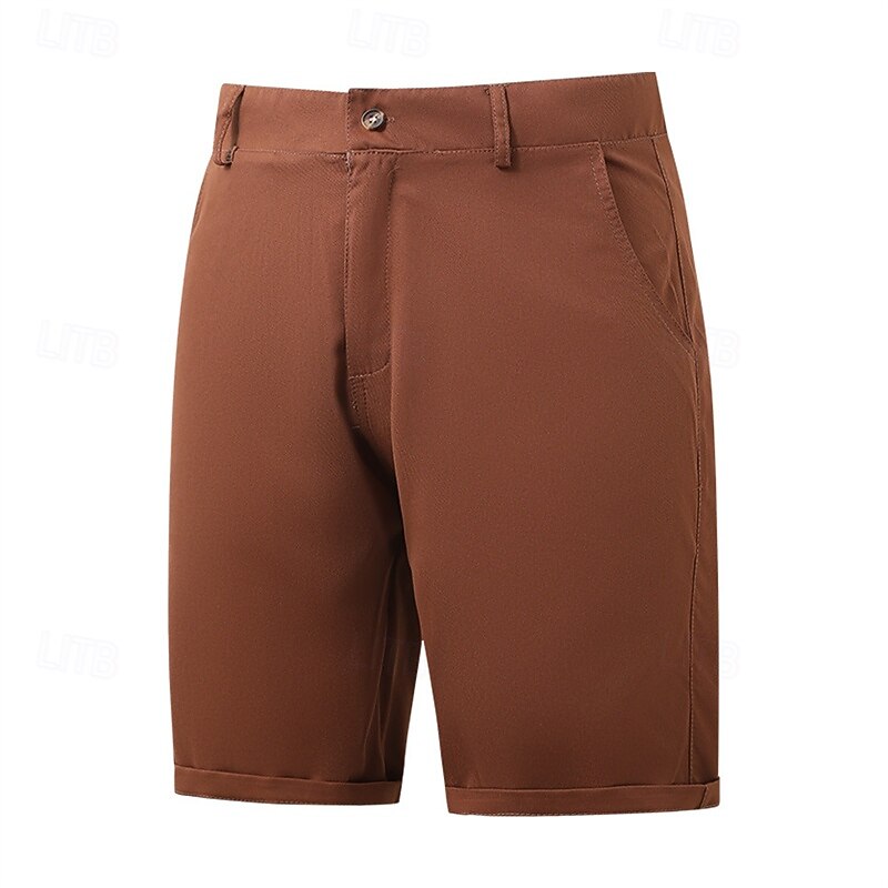 Men's Dress Shorts Work Shorts Golf Shorts Pocket Plain Comfort Breathable Knee Length Outdoor Business Sports Casual Black White4