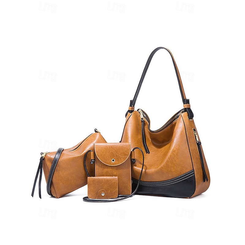 4-Piece Women's Handbag Set – Faux Leather Shoulder Bag, Crossbody Purse, Wallet & Clutch, Elegant Casual Tote for Work, Travel & Daily Use