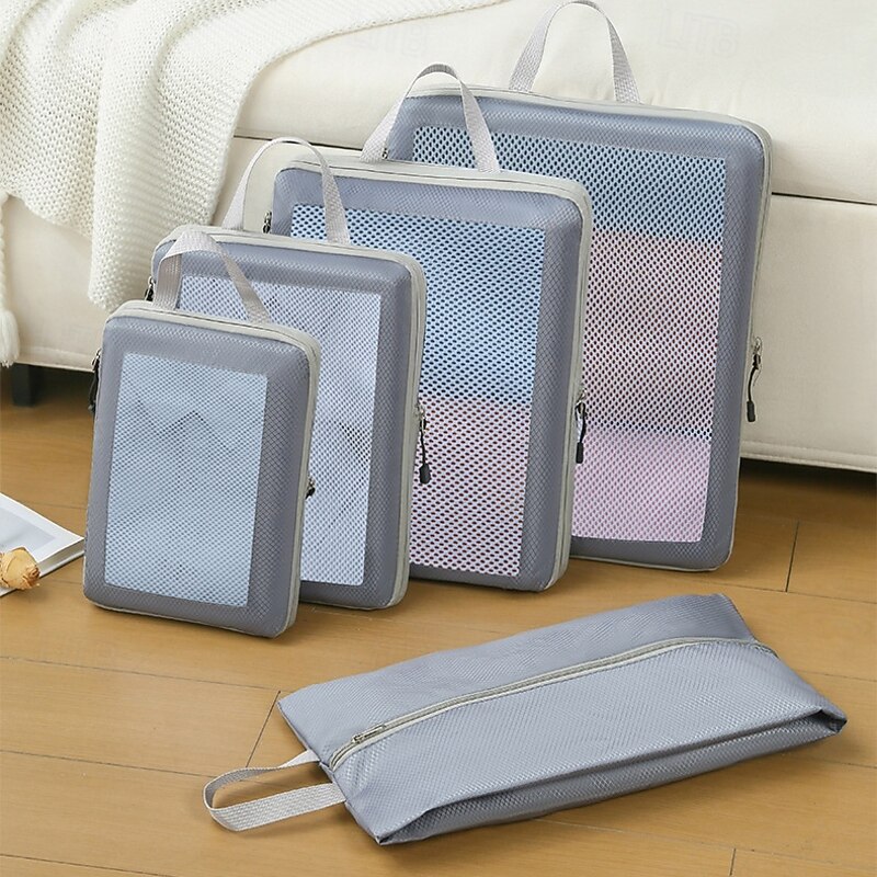 Compression Packing Cubes Set for Travel, Luggage Organizer and Storage Bags, Waterproof Clothes, Underwear, Shoes, Toiletries, and Makeup Bag, Space Saver Packing Pouches2