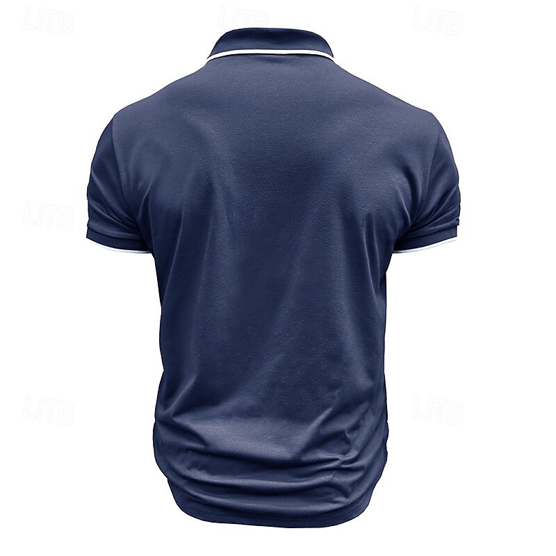 Men's Golf Shirt Golf Polos Shirts Work Casual Lapel Short Sleeve Basic Modern Color Block Patchwork Buttons Spring & Summer Regular Fit Dark Brown Black White Burgundy Navy Blue Army Green Golf Shirt4