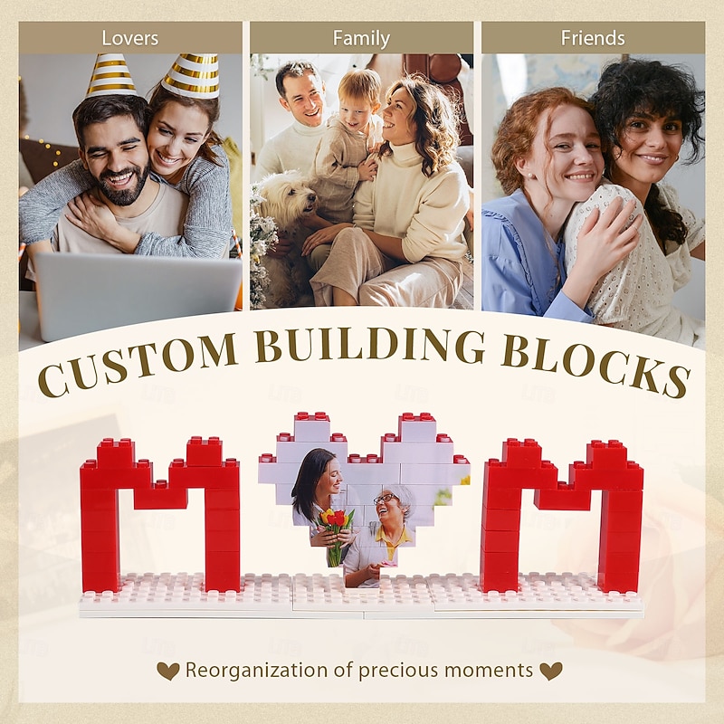 Personalized Photo Cube Puzzle Custom Best Gift for Mom – Custom Gift for Mother's Day, Women's Day, Halloween, Christmas, New Year, Home Decor, Double-Sided Picture Block Ornament4