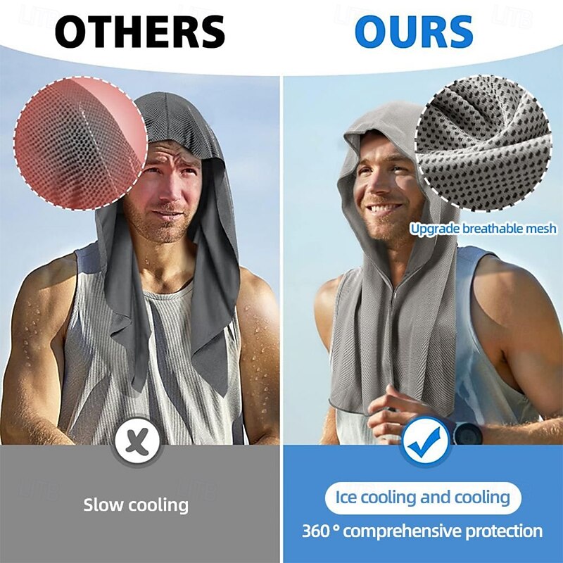 Cooling Hoodie Towel Absorbent Quick-Drying Cooling Towels for Neck and Face UV Sun Protection Cooling Neck Wraps Sport Head Cooling Towel Hot Weather4