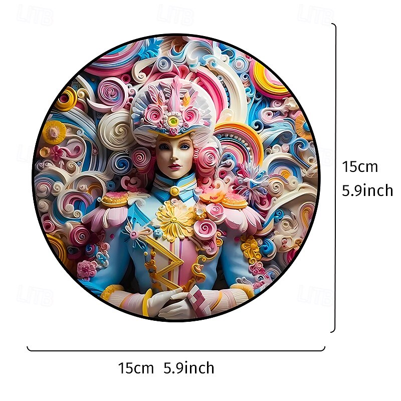 Pink Round Window Hanging Ornament, Fun King, Queen, Soldier Quilling Design, Colorful Printed Acrylic Decorative Tag for Balcony, Window, and Garden Decor4