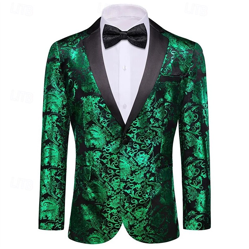 Men's Blazer Business Cocktail Party Wedding Party Party Spring &  Fall Polyester Bronzing Pocket Buttons Comfortable Single Breasted Blazer Red Blue Purple Gold4