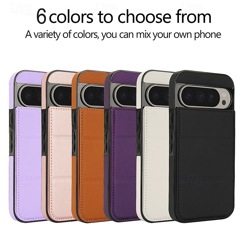 Phone Case For Google Pixel 9 Pro Pixel 9 Pro XL Pixel 8 Pro Pixel 8 Pixel 9 Back Cover with Stand Holder Magnetic Card Slot Retro TPU PU Leather
