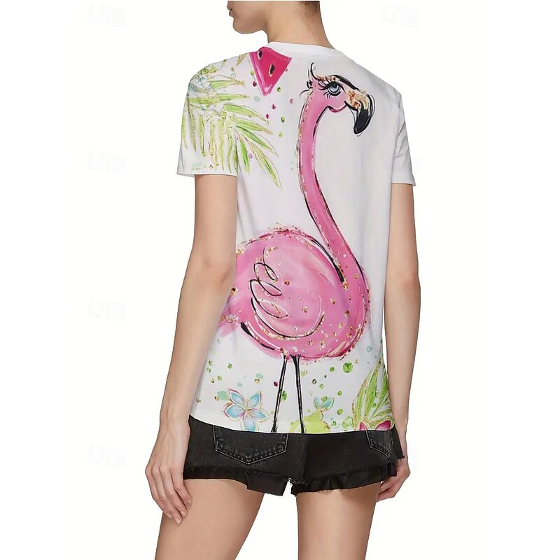 Women's T Shirt Summer Tops Graphic Classic Casual Short Sleeve Crew Neck Crop Tops Daily Weekend Print Rainbow Summer Spring Fall2