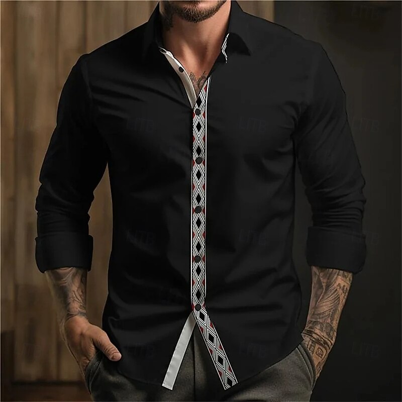 Men's Shirt Summer Shirt Casual Shirt Beach Shirt Button Up Shirt White Red Blue Purple Brown Long Sleeve Graphic Lapel Vacation Hawaiian Button-Down Clothing Apparel Polyester Fashion Casual4