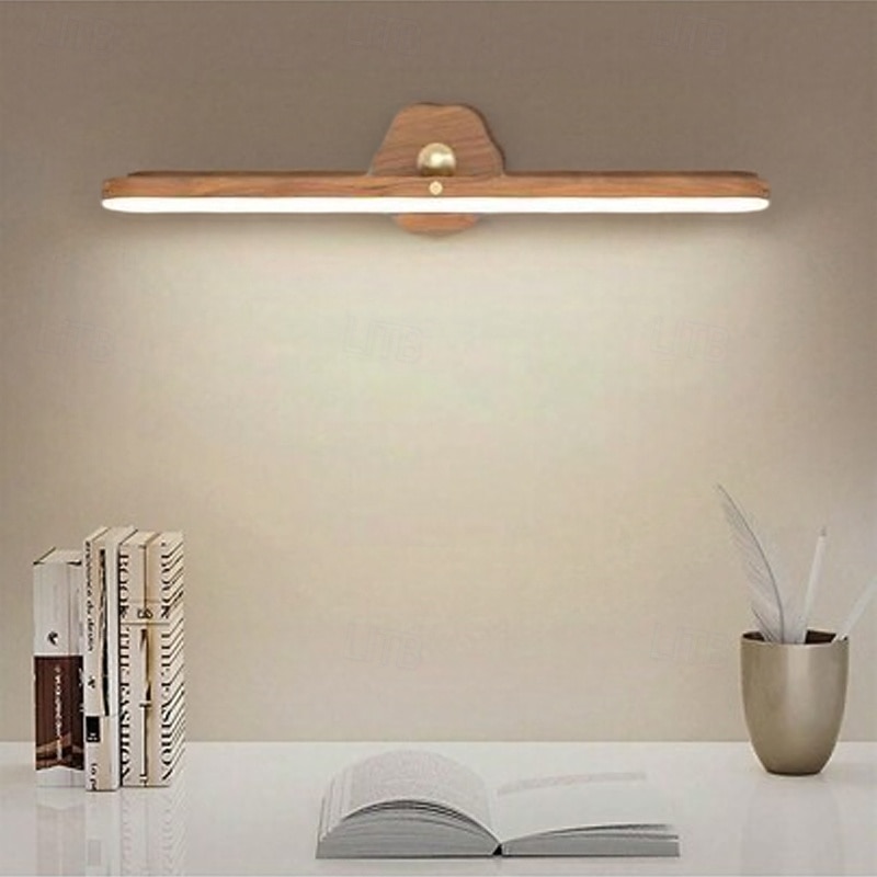 36W Rotating LED Deco Night Light Wall Light Magnetic Fill Light  Type-C Rechargeable Wood-Grain Light Touch Makeup Mirror Light Detachable Cabinet Light 1PC  Warm White and White
