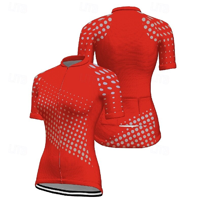 Women's Cycling Jersey Geometric Short Sleeve Bike Tee Tshirt Jersey with 3 Rear Pockets Mountain Bike MTB Quick Dry Anatomic Design Wicking Breathable Sports Red Blue Green Clothing Apparel2