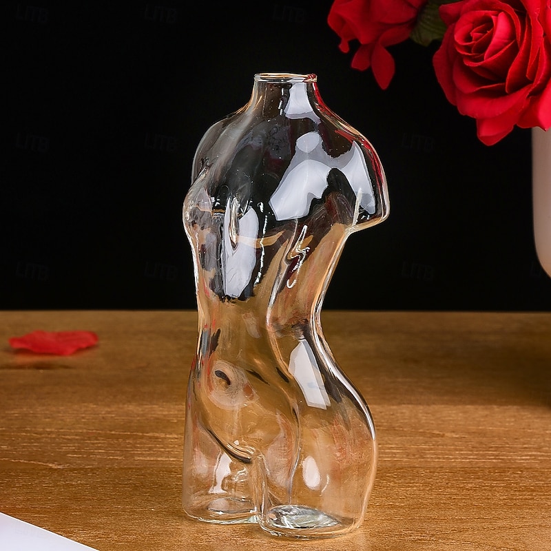 Transparent Female Body Glass Vase – Artistic Human Figure Flower Vase, Unique Hydroponic Planter for Living Room, Home Decor, Entryway & Bookshelf Display4