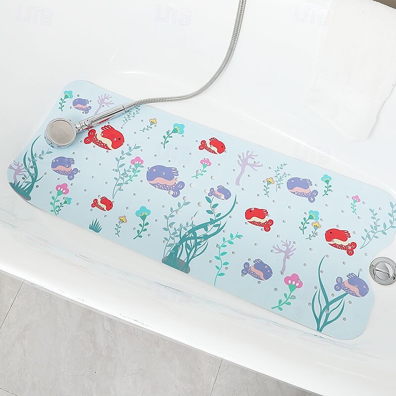 Cartoon Baby Bath Mat, Kids Bathtub Mat Non Slip for Toddler Bath Shower Anti Slip, 40In X 16In with Drain Holes and Suction Cups Machine Washable, Turtles4
