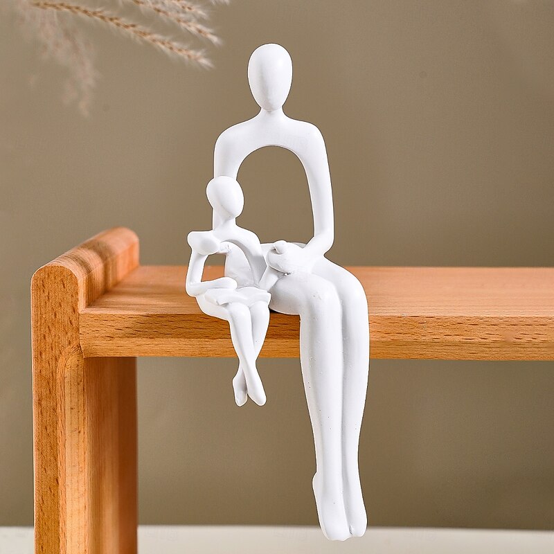 Abstract Parent-Child Reading Figurine, Minimalist Resin Tabletop Decor, Family Bonding Statue for Home, Dining Room, Party, and Gathering Decoration3
