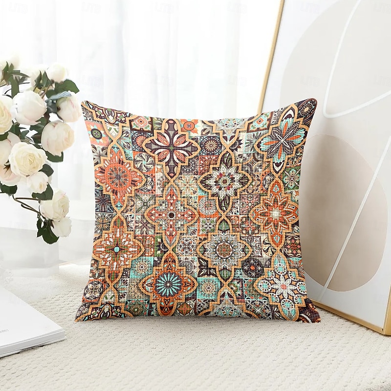 Mandala Bohemian Decorative Toss Pillows Cover 1PC Soft Square Couch Cushion Case Pillowcase for Bedroom Livingroom Sofa Chair4