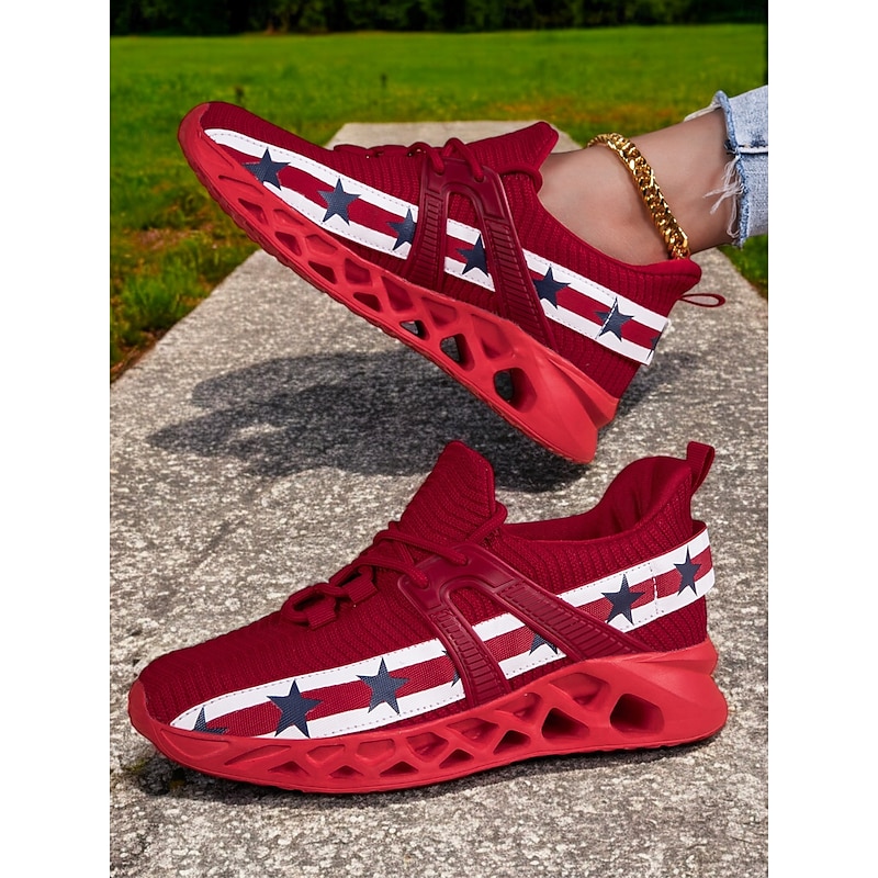 Women's Independence Day Blade Sole Sneakers - Patriotic American Flag Running Shoes for Sports & Casual Wear4