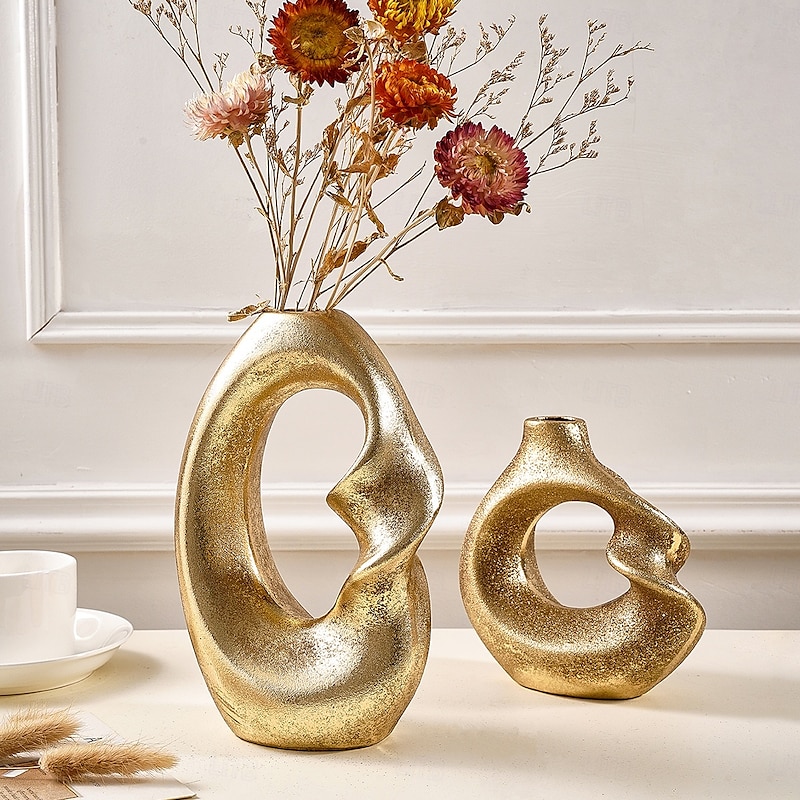 Minimalist Spiral Circle Vase, Resin Home Decor for Dining Room, Hotel, Restaurant, Tabletop and Entryway Decoration, Ideal for Floral and Green Plant