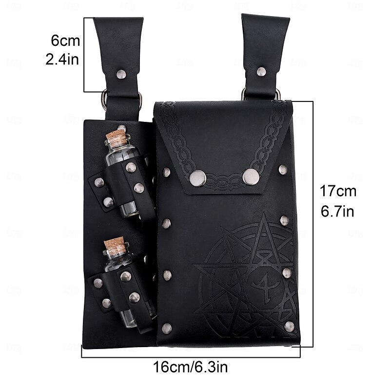 Retro Vintage Medieval Renaissance Waist Bag Rivet Fancy Dress Men's Halloween Carnival Masquerade Performance Halloween Masquerade Adults' Bag Magic Bottle3